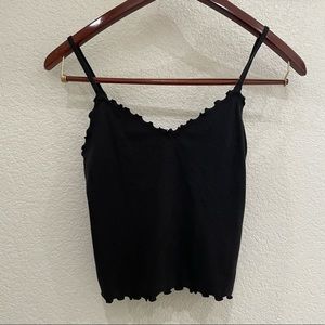 Hollister Black Ruffle Trim Adjustable Strap Crop Tank
